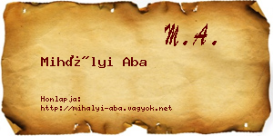 Mihályi Aba névjegykártya